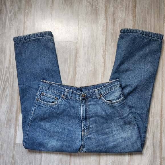 Faded Glory Flannel Lined Blue Denim Jeans Mens Sz 36x34 Mid Rise Straight Leg - Picture 1 of 10